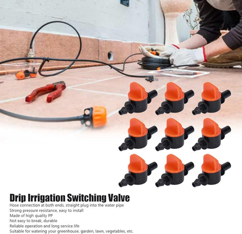 1/4 Inch Drip Tube Shut off Valve, Universal Tubing Irrigation Coupling Switch Plastic Hose Pipe Tube Drip Line Cut Off Barbed Adapter Through Con...