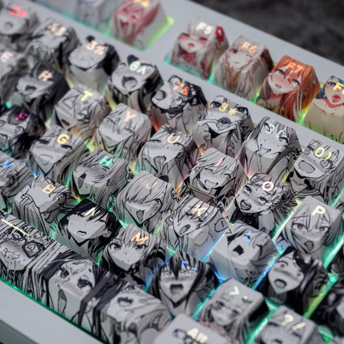 Gliging Translucent Keycaps PBT Dye Sublimation OEM Profile 108 Keycap Set Japanese Anime Keycap Keyset with Puller for Cherry Mx Gateron Kailh Sw...