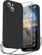 SURPHY Designed for iPhone 15 Case with Screen Protector and Lanyard, Phone Strap and Liquid Silicone Phone Case (Camera Protective + Soft Microfi...