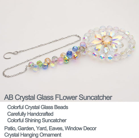 Crystal Flower Suncatcher, Window Hanging Sun Catcher Ornament Rainbow Maker Indoor Outdoor Garden Patio Decor (Crystal AB)...