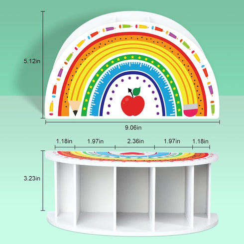 Funrous Wooden Rainbow Pencil Holder Pen Holder Teacher Appreciation Gifts from Students Pencil Organizer Brushes Makeup Brush Crayon School Teach...