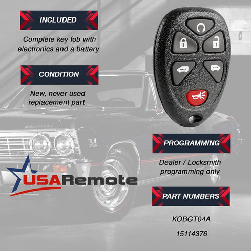 Car Key Fob Keyless Entry Remote fits 2005-2009 Chevy Uplander / 2005-2007 Buick Terraza / 2005-2009 Pontiac Montana / 2005-2007 Saturn Relay (151...