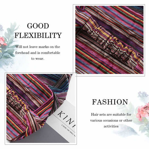 CAKURE Boho Wide Headbands African Head Wraps Stretchy Hairbands Stripe Turban Head Bands for Women and Girls Pack of 3 (Set1)...
