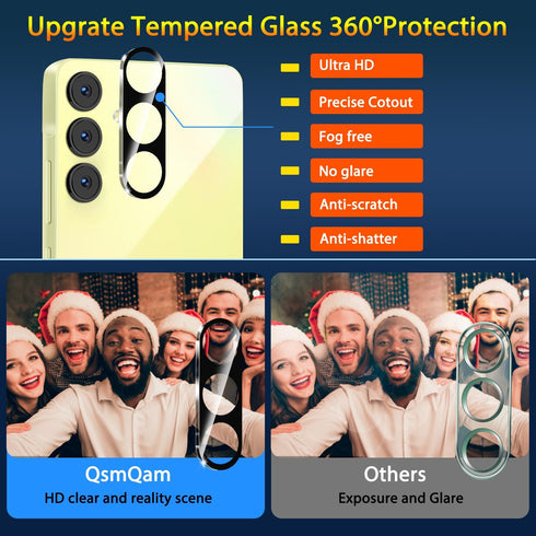 3 Pack Screen Protector for Samsung Galaxy A35 + 3 Pack Camera Lens Protector, Ultra HD Tempered Glass, 9H Hardness, Anti Scratch, Easy Installati...