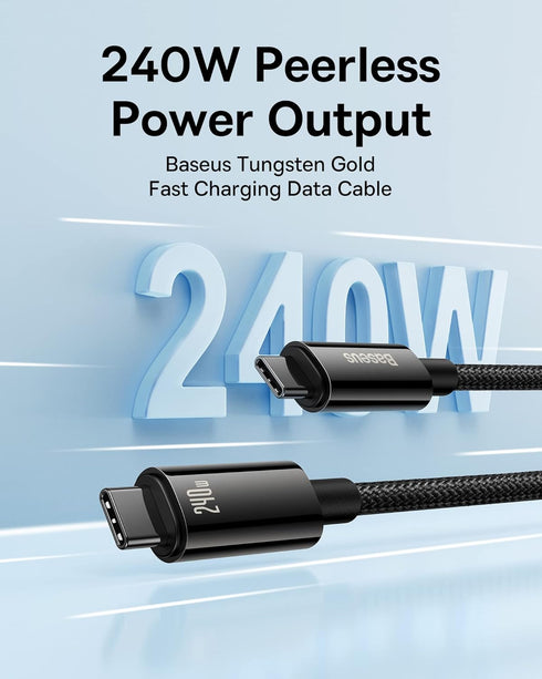 Baseus USB C Cable, 240W PD 3.1 5A Fast Charging USB C to USB C Charger Cable, Zine Alloy Nylon Braided Type C Cable for iPhone 15/Pro/Plus/Pro Ma...