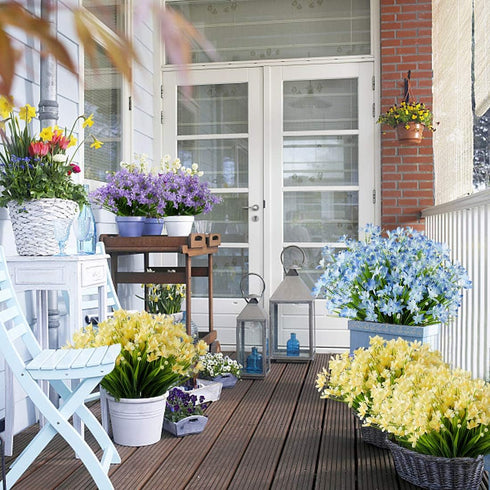 6 Bundles Artificial Daffodils Flowers, Fake Artificial Greenery UV Resistant No Fade Faux Plastic Plants for Wedding Bridle Bouquet Outdoor Home ...