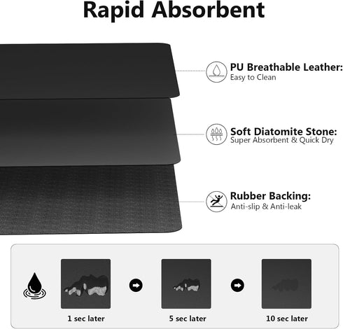 Abosrbent Dish Drying Mat for Kitchen Counter - Easy to Clean Non Slip Coffee Mat for Countertop - Multiple Usage Coffee Bar Accessories for Espre...