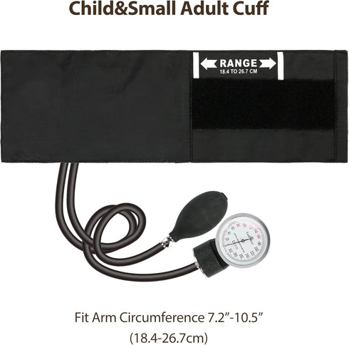 LotFancy Aneroid Sphygmomanometer, Pediatric BP Cuff, Child & Small Cuff, Professional Manual Blood Pressure Cuff, 7.2"-10.5", with Zipper Case...