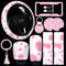 10 Pieces Cow Print Car Accessories Set Cow Fluffy Plush Steering Wheel Cover Shift Cover Handbrake Cover Pad Cup Seat Belt Pad Bracelet Key Chain...