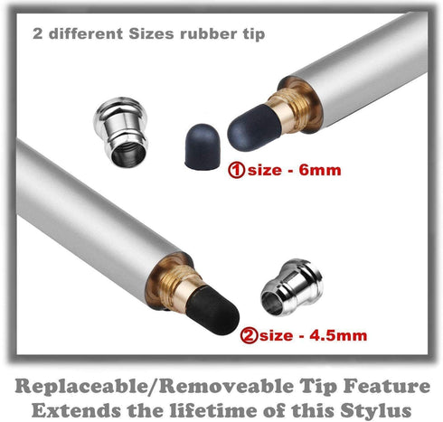 2-in-1 Stylus Touch Screen Pen for iPhone, Ipad, iPod, Tablet, Galaxy and More with 20Pcs Rubber Tips-Silver......