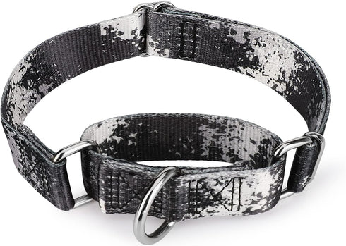 Stylish Camouflage Floral Printed Dog Collar - Adjustable Collar for Small and Medium Large Dogs (L, Black)...