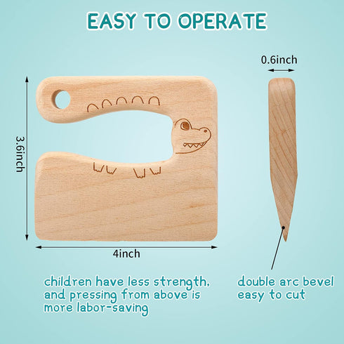 Sosation 2 Pieces Wooden Kids Knife for Cooking, Children's Safe Knives Wooden Kids Knife for Cooking and Cutting Veggies Fruits, Christmas Gift C...