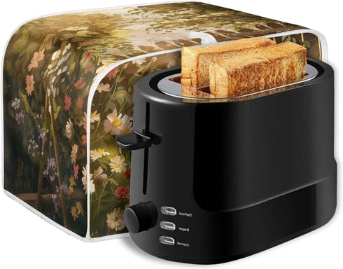 Rooster Toaster 4 Slice Cover Dust for Kitchen, Daisy Anti-Sputtering Bread Cover Washable Bread Maker Cover Dust Cover, Elastic Bread Toaster Cov...