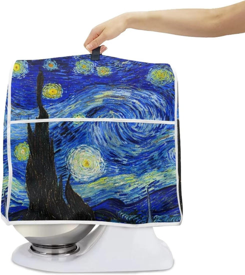 Starry Night Stand Mixer Cover for 4.5-5 Quarts Kitchen Aid, Washable Mixer Dust Cover with Handle and Pocket Kitchen Accessories Small Appliance ...