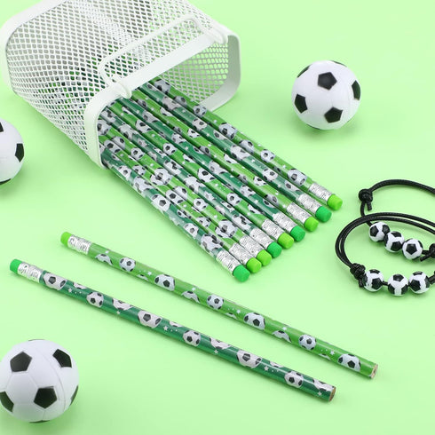 36 Pieces Soccer Pencils Soccer Party Favors Unsharpened Soccer Printed Wooden Pencils with Eraser Sports Themed Fun Drawing Pencils for Soccer Bi...