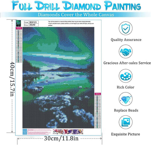 Yunnuo Landscape Diamond Painting Kits for Adults, 5D DIY Diamond Art Kits Scenery, Aurora Diamonds Dots, Northern Lights Paint Gem Art Kit for Ho...