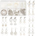 SUNNYCLUE 1 Box DIY 10 Pairs Flat Round Charms Square Linking Rings Earring Making Kit Natural Seashell Charms for Jewelry Making Glass Pearl Bead...