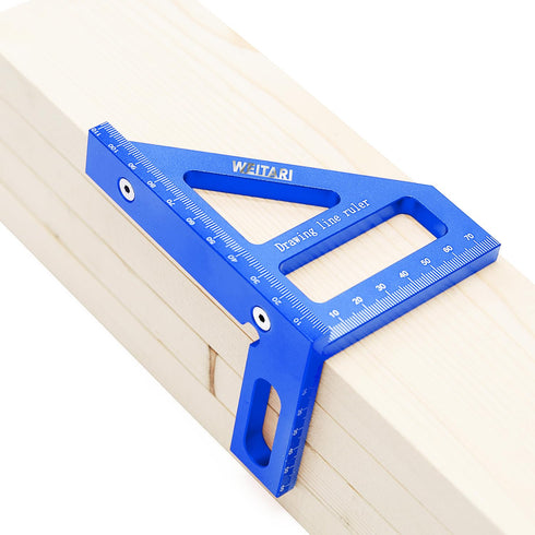 45/90 Degree Triangle Ruler Scriber, Woodworking Square Protractor, Aluminum Alloy Miter Triangle Ruler High Precision Layout Measuring Tool, Mult...