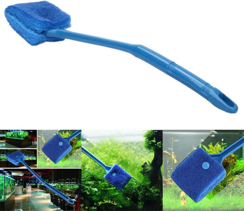 Fish Tank Glass Double Sided Sponge Plant Algae Scraper Cleaning Brush Cleaner Scrubber for Aquarium...