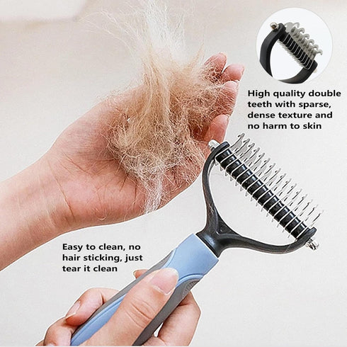 Pet Hair Removal Comb, Double-Sided Undercoat Rake for Dogs & Cats - Shedding Comb and Dematting Tool for Grooming, Deshedding Brush Dogs Shedding...