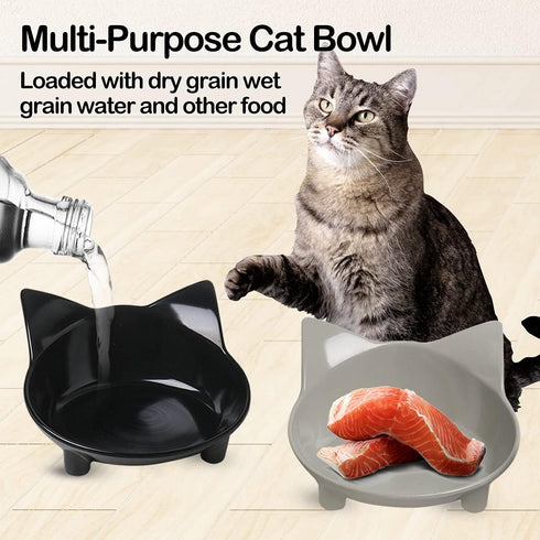 Cat Food Bowl, Non-Slip, Safe Melamine Material, Anti-Skid Base, Shallow Design, Dishwasher-Safe, 14.5cm Diameter...