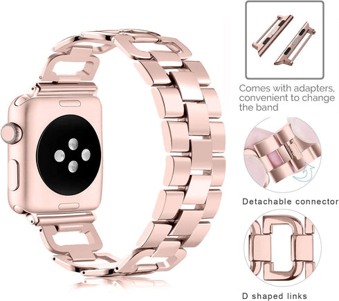 OULUCCI Bands Compatible Apple Watch Bands 41mm 40mm 38mm Women Iwatch Rose Gold Series 9 8 7 6 5 4 3 2 1, D-Shape apple watch bands for women...
