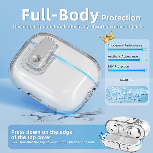 Compatible with Airpods Pro 2nd/1st Generation Case Cover with Cleaner Kit,Clear Soft TPU Transparent with Lock for AirPods Pro 2 Charging Case(US...