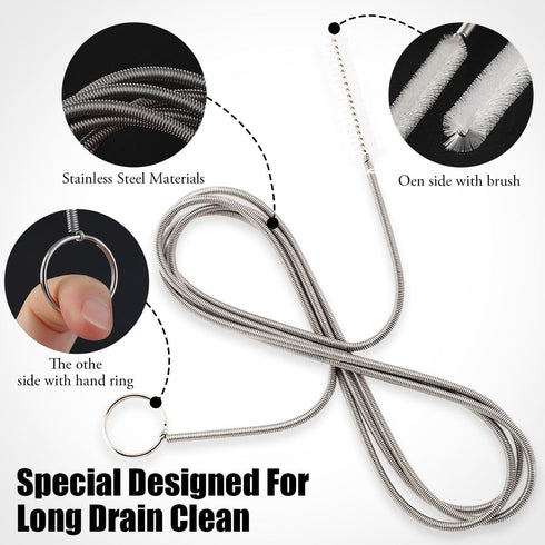 Long Drain Brush, Flexible Pipe Cleaning Brush, Fridge Cleaning Tool for Cleaning Feeding Tube, Siphon Hose, Sunroof Drain, Refrigerator Drain, Fi...