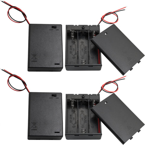4PCS 4.5V Battery Holder with Switch, 3 AA Battery Holder with Switch and Cover, Battery Holder Case with Wire Leads and ON/Off Switch...