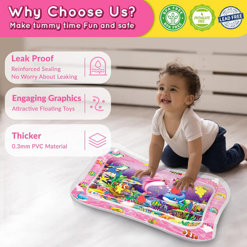 Infinno Tummy Time Water Mat for Babies, Baby Toys for 3 6 9 Months Girls and Boys Sensory Development, Great Gift Idea for Newborns...