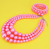 Womens Faux Pearl Costume Jewelry 3 Layers Pearl Chunky Necklace Bracelet and Earrings (Pink)...
