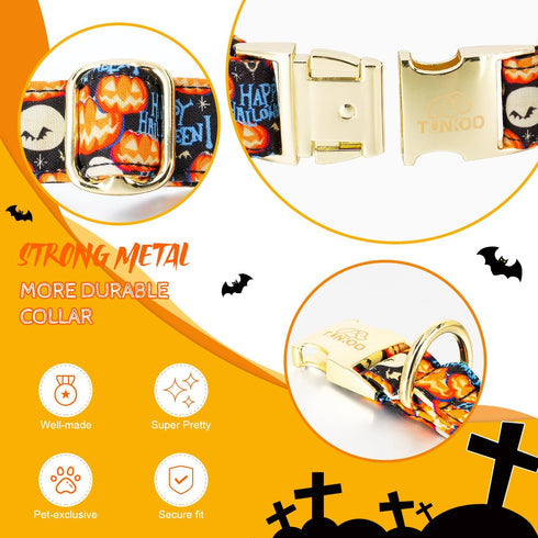 Happy Halloween Dog Collar with Pumpkin - Durable, Adjustable, and Stylish Pet Collar Available in Small, Medium, Large M...