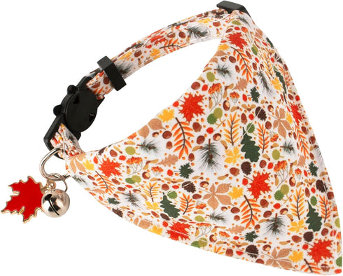 ADOGGYGO Fall Cat Collars Breakaway with Removable Bandana, Adjustable Autumn Thanksgiving Cat Collar Cute Fall Leaves Cat Bandana Collar for Cats...