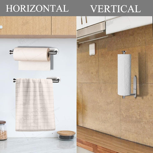 Paper Towel Holders,Paper Towels Rolls,Paper Bulk- Self-Adhesive Under Cabinet Wall Mount Countertop,Both Available in Adhesive and Screws,for Kit...