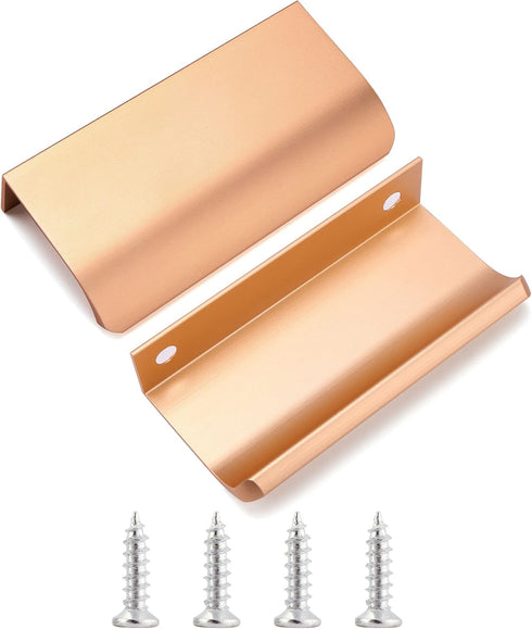 10PCS Mount Finger Edge Pull Handles Gold Aluminum Hidden Concealed Tab Pulls for Home Kitchen Door Drawer Cabinet Knobs Wardrobe, 80mm/3.2"...