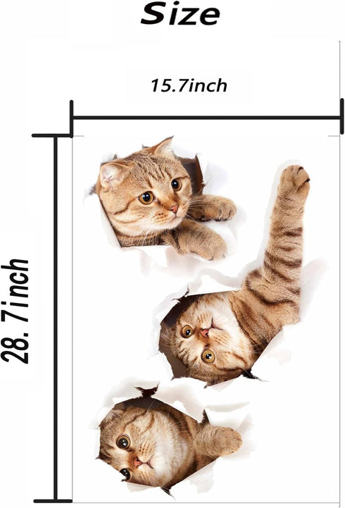 3D Wall Decals Stickers Vivid Decors Murals (Cat) for Room Home Removable Wall Art Decals Wall for Kids Rooms DIY Home Decoration (Cat)...