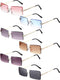 Weewooday 6 Pairs Rimless Rectangle Sunglasses Small Vintage Sunglasses Retro Frameless Eyewear for Women Men Travel Outdoor...