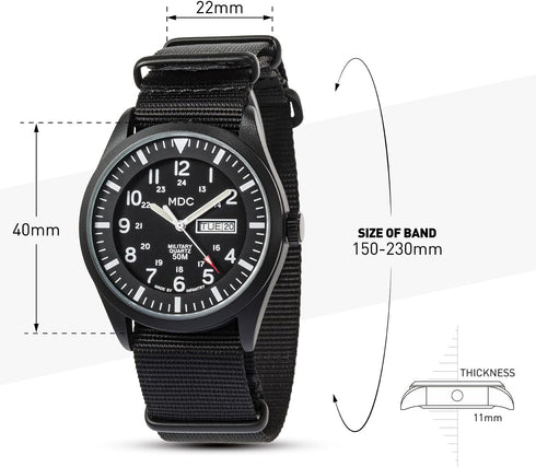 Infantry Men's Wrist Watch, Field Military Watches for Men Analog, Black Tactical Outdoor Sport Work Wristwatch, Waterproof Date Day 12/24 Hour wi...