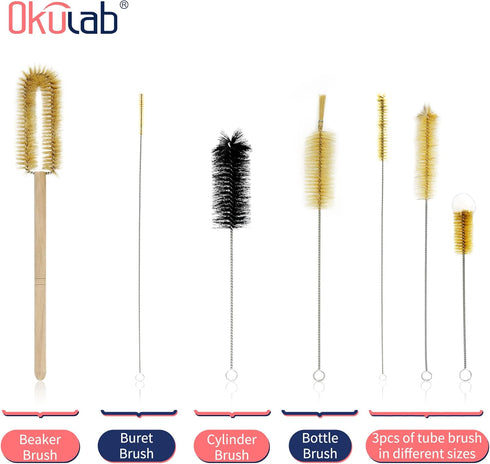 Cleaning Brush Set, 7PCS of Brush Cleaner for Labware, Tube, Bottle with Pipes, Narrow Nozzles, Nylon Bristles Material, CBS7A1...