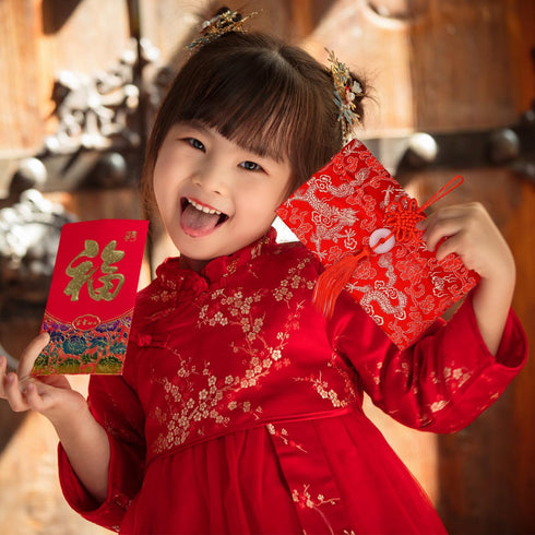 4pcs Satin Chinese Red Envelopes, Exquisite New Year Lucky Money Envelopes with Chinese Knot & Jade Pendant Lunar Spring Festival Hong Bao Wedding...