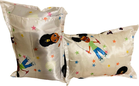 Satin Crib Fitted Sheet for Baby Girls,Boys, Toddler Bed, daybed to retain Hair Moisture Size (Toddler Pillow case13 x 18 inches, Skater Princess)...