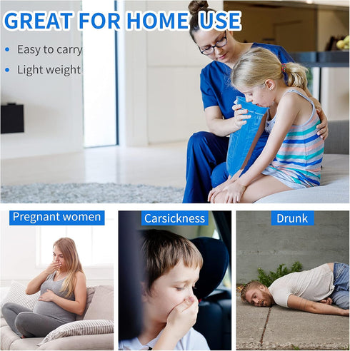 16 Pack Blue Emesis Bags Disposable for Kids, 1000 ml Vomit Bag for Morning Sickness Bags, Portable Nausea Bags for Pregnant Women,Barf Bag with L...