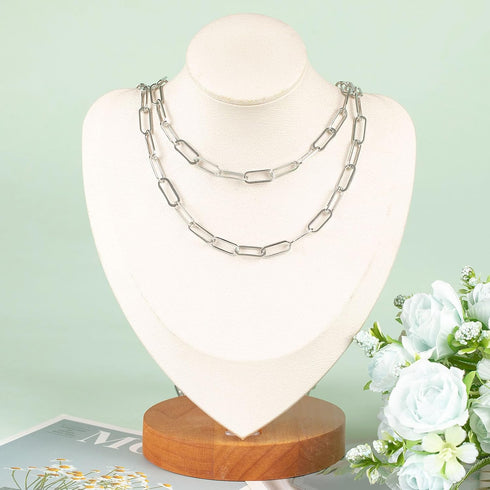 KYUNHOO Silver Jewelry Making Chain Roll Stainless Steel Paperclip Chains Bulk 5 Meters Long Craft Chain with Lobster Clasps Jump Rings for Men Wo...