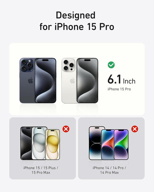 Anker 9H+ Glass for iPhone 15 Pro Screen Protector, Military Grade Shatterproof & Ultra Durable Screen Protector for 15 Pro, Tempered Glass Full C...