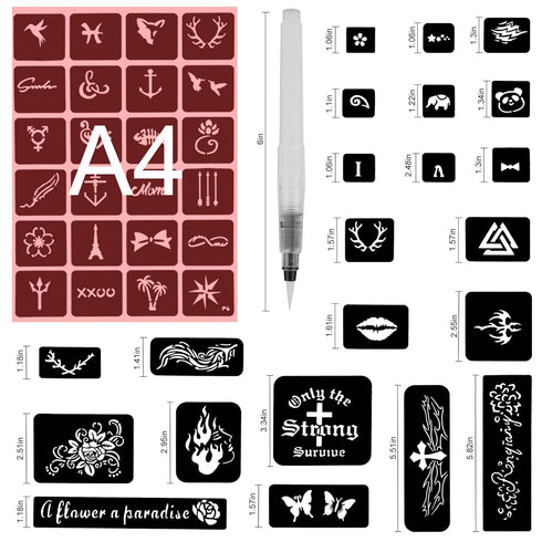 Konsait 629pcs Temporary Tattoos Stencils, Girls and Boys Glitter Tattoo Kit Templates Face Paint Stencils Body Art Stencil Stickers Pack for Adul...