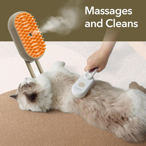 Spray Pet Grooming Brush for Dogs & Cats, 3-in-1 Design: Hair Remover, Cleaning Brush and Massaging Brush (Khaqi)...
