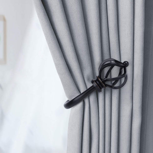 KAMANINA Decorative Curtain Drapery Holdbacks Twisted Cage Finials, Black(1 Pair/2 Pack), Small...
