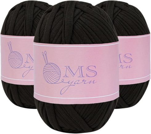 3 Skein M-S Thick Knitting Yarn, Elastic Fabric Cloth T Shirt Yarn, Spaghetti Yarn for Hand DIY Bag Blanket Cushion Crocheting Projects, 3.3 Oz × ...