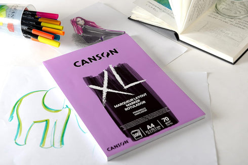 CANSON XL Marker 70gsm A4 Paper, Very Smooth, Pad Glued Short Side, 100 Extra White Sheets, Ideal for Professional Artists & Illustrators...