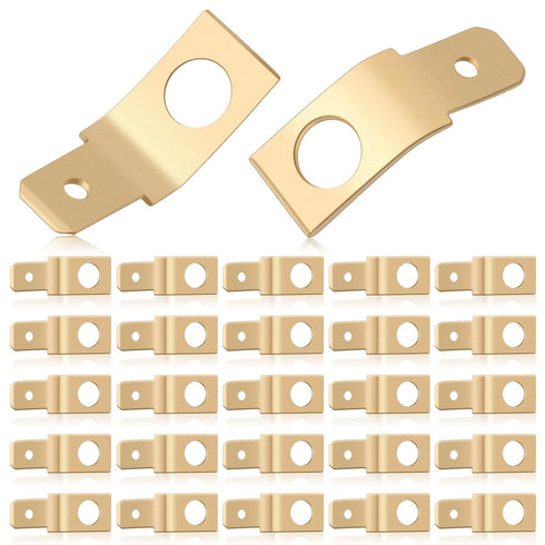 25 Pcs Non Insulated Solderless Disconnect Adapters,1/4" Male Tab, 10 Stud Brass Quick Disconnect Connectors, Brass Copper Ring Crimp Electrical T...